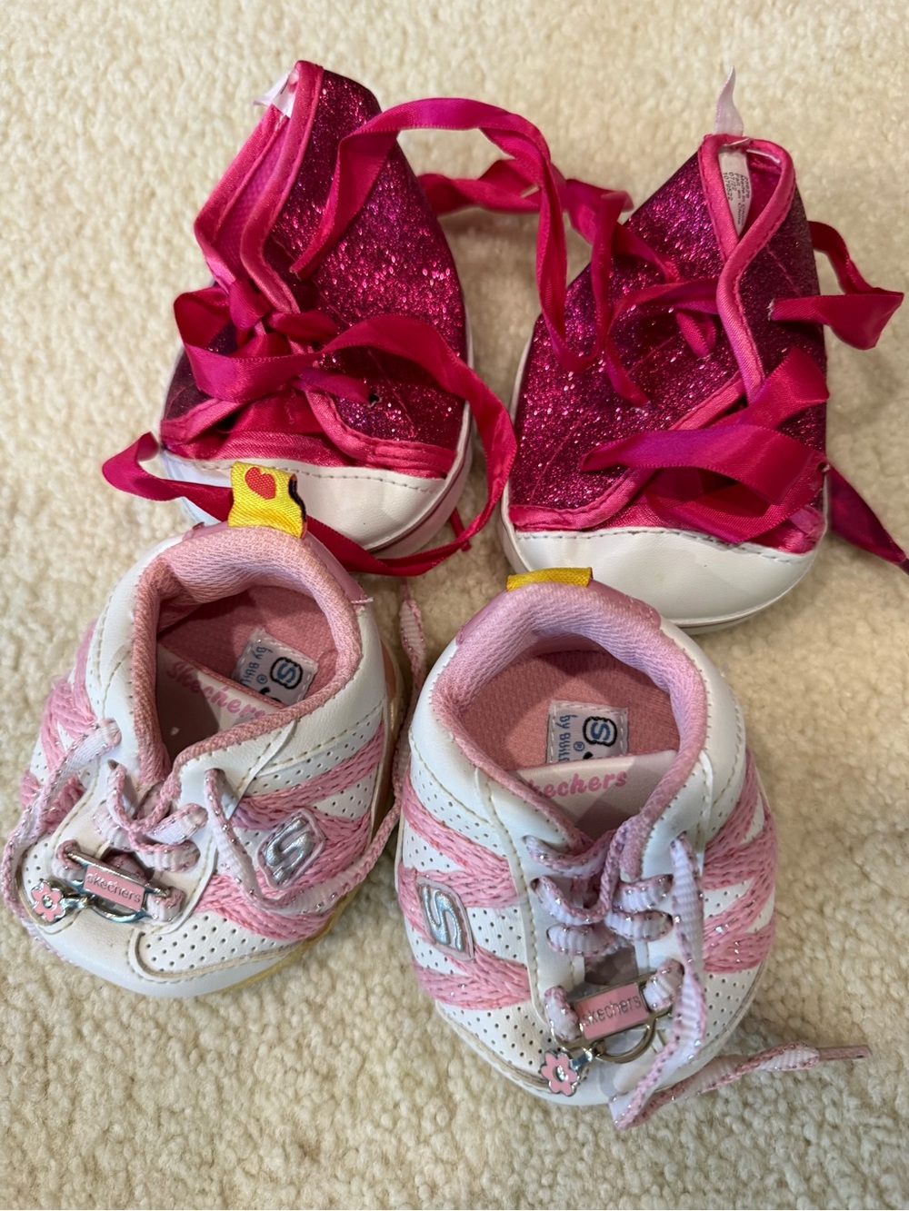 Build A Bear Workshop Skecher Tennis Shoes and pink sequin high tops sneakers - Picture 1 of 2